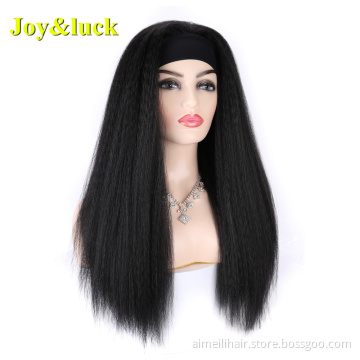 High Quality Wholesale Price Women's Headband Wigs Daily Life Natural Long Straight Black Color Soft Synthetic Ladies Hair Wig